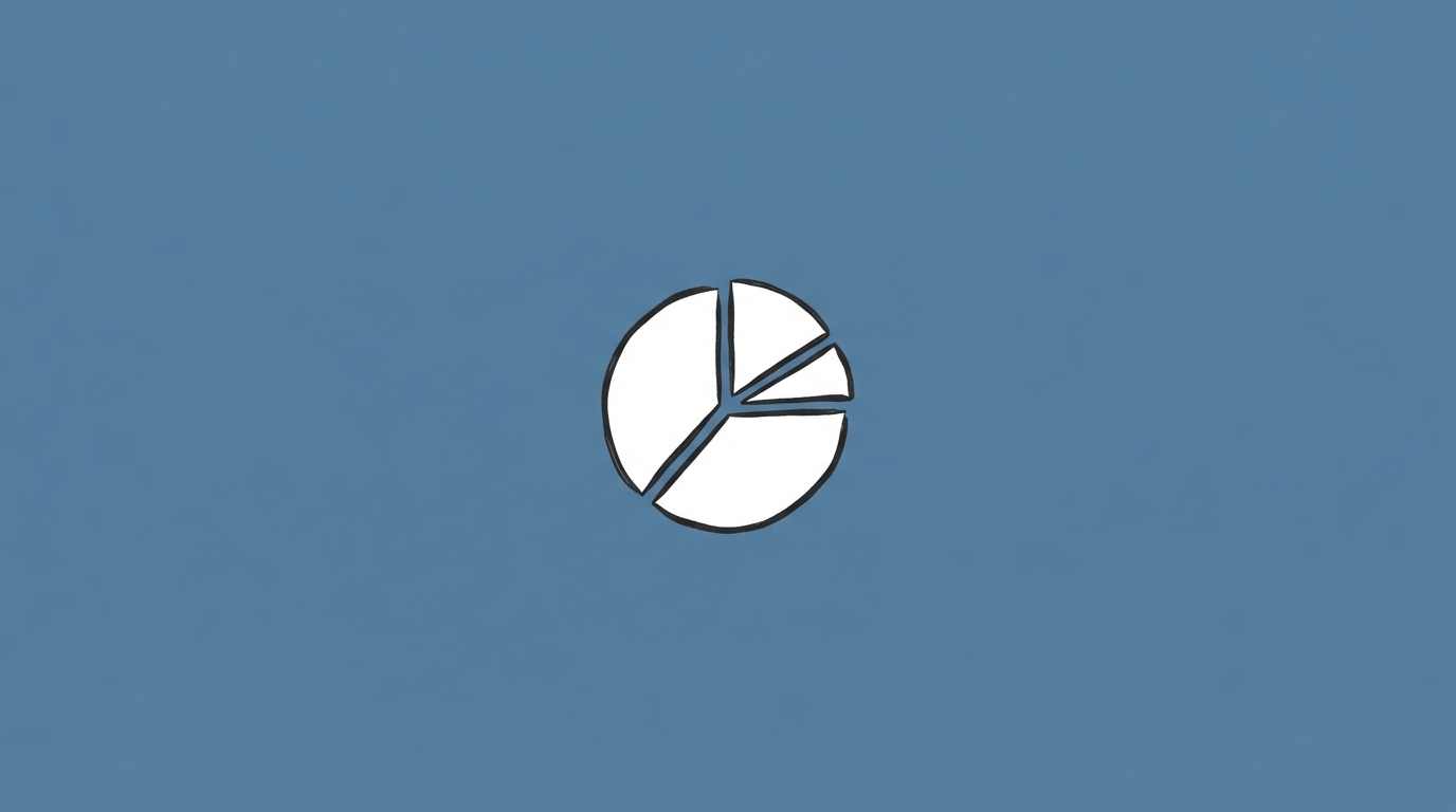 Hand-drawn illustration of a small pie chart in three sections