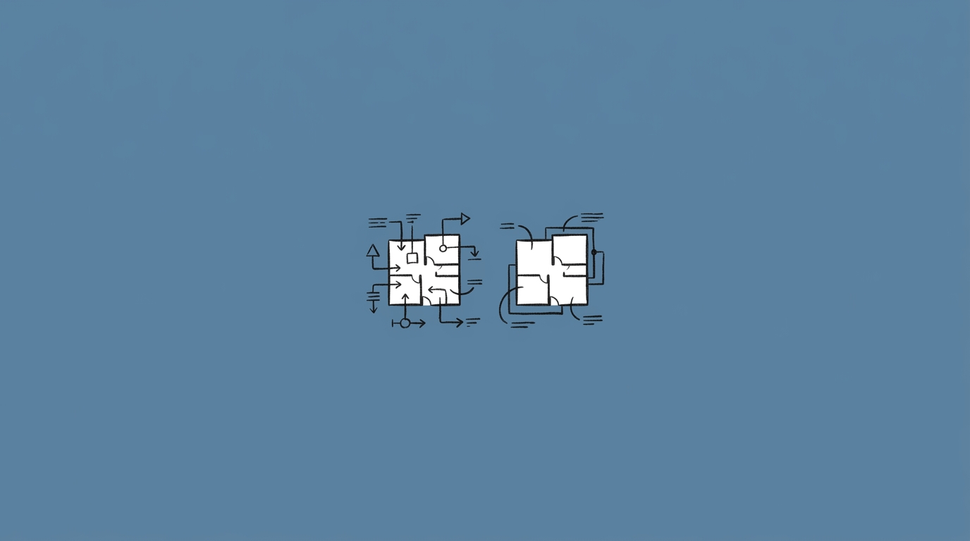Hand-drawn illustration of two small architectural blueprints