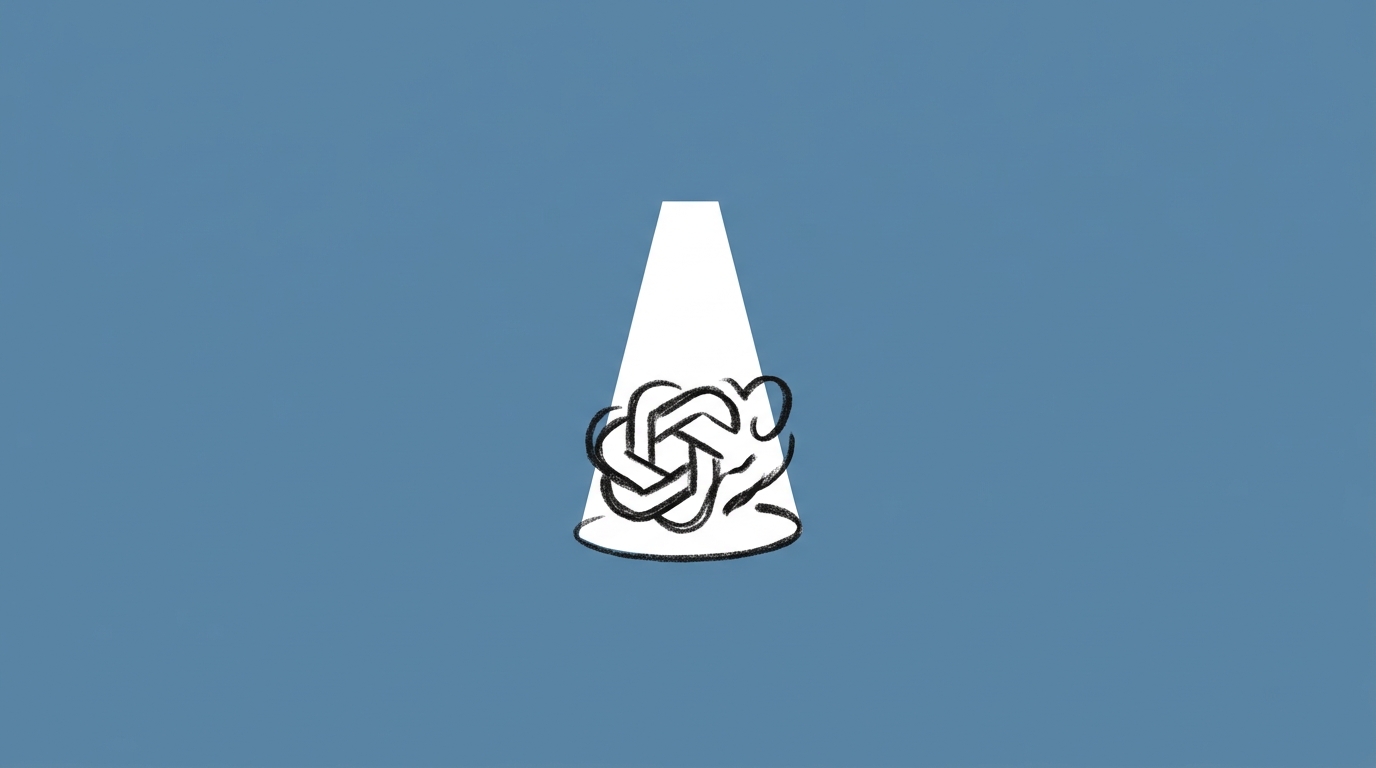 Hand-drawn illustration of a small spotlight focusing on one shape