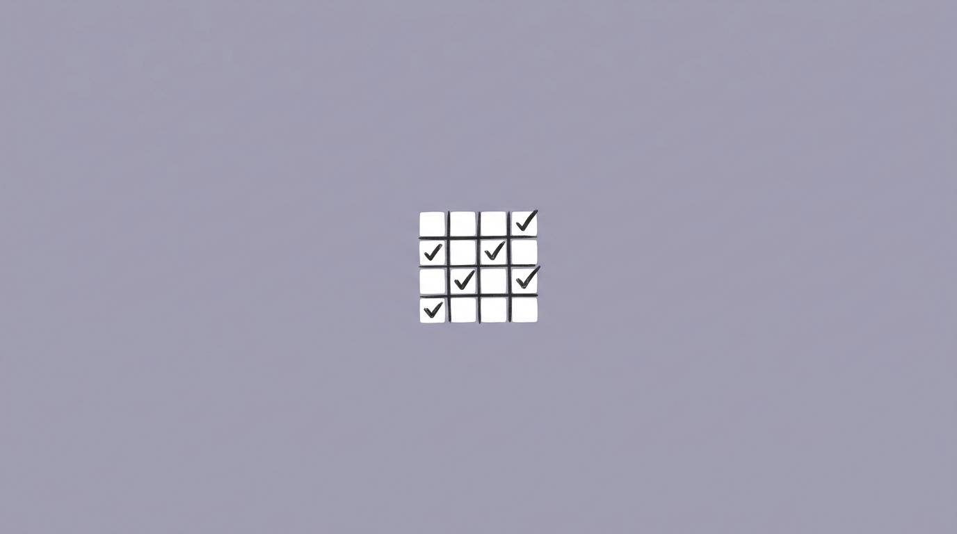 Hand-drawn illustration of a small spreadsheet with cells being filled in