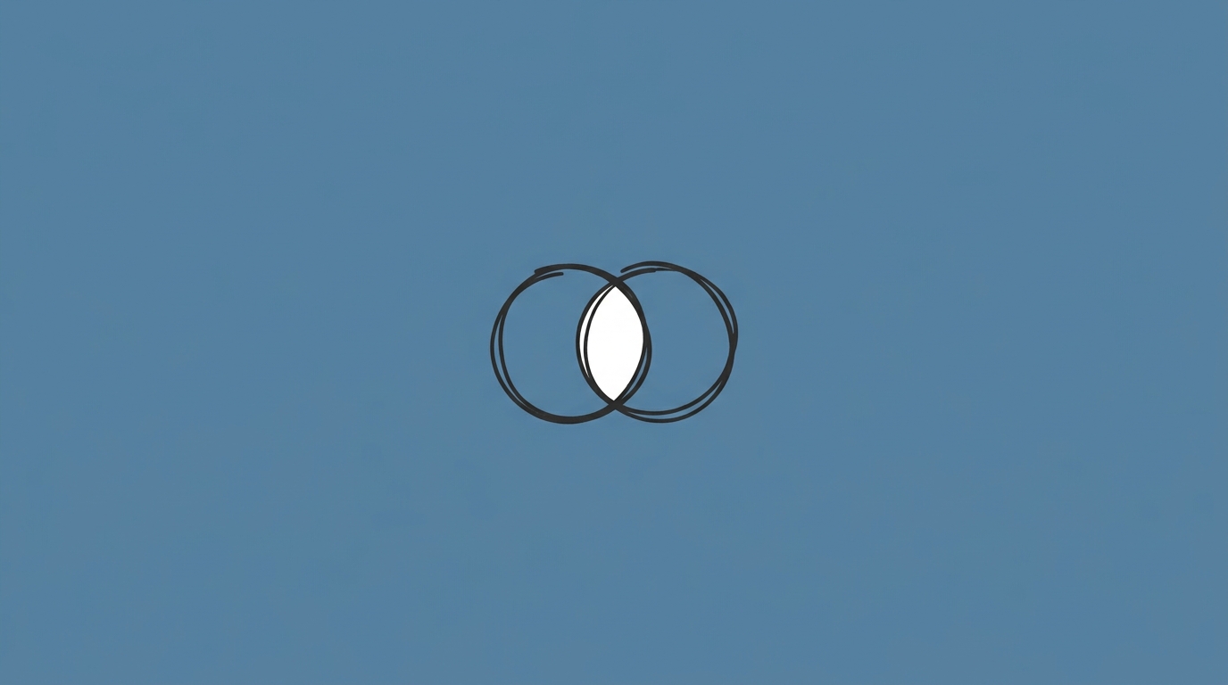 Hand-drawn illustration of two small overlapping circles