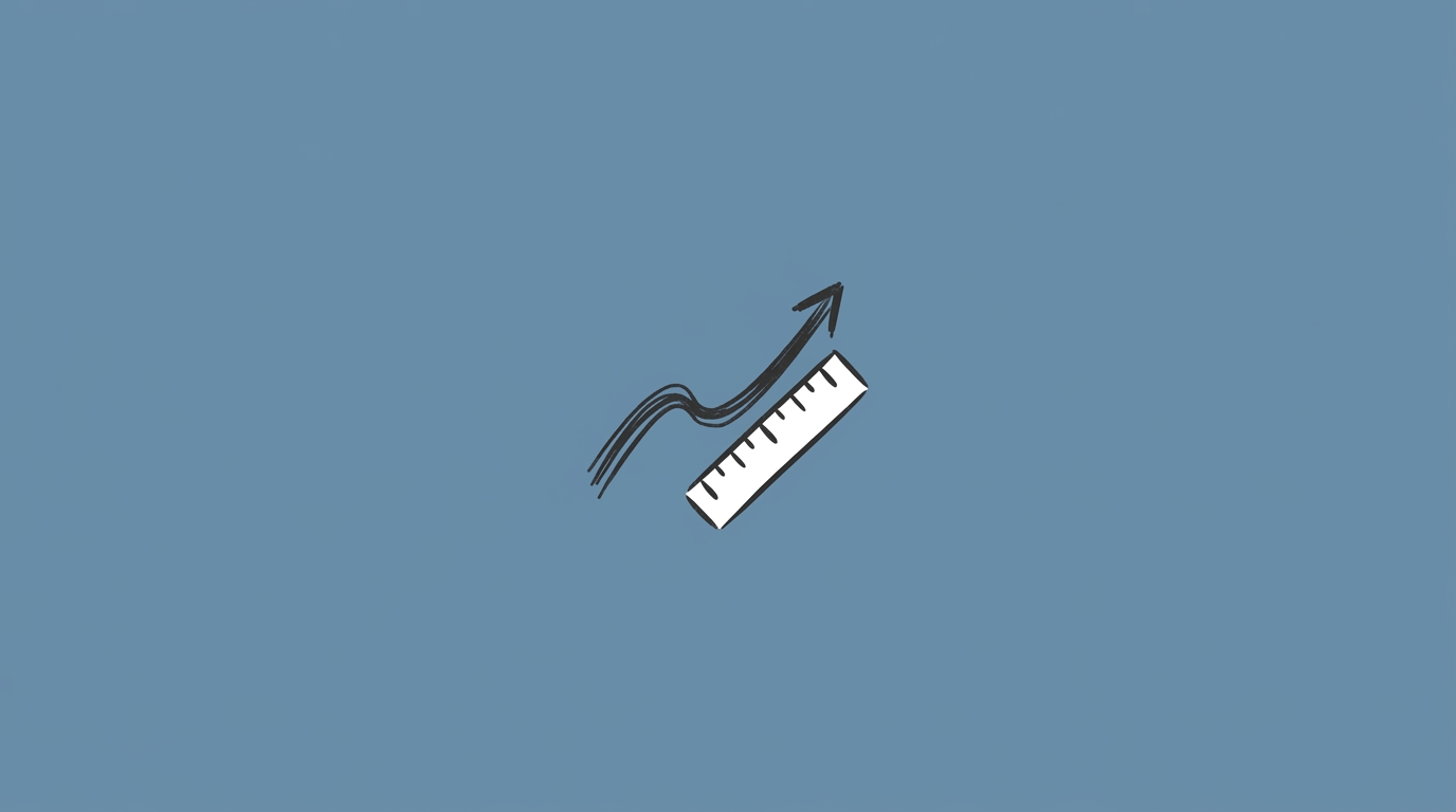 Hand-drawn illustration of a small ruler measuring a curve