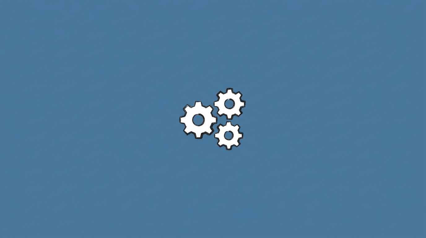 Hand-drawn illustration of small interconnected gears