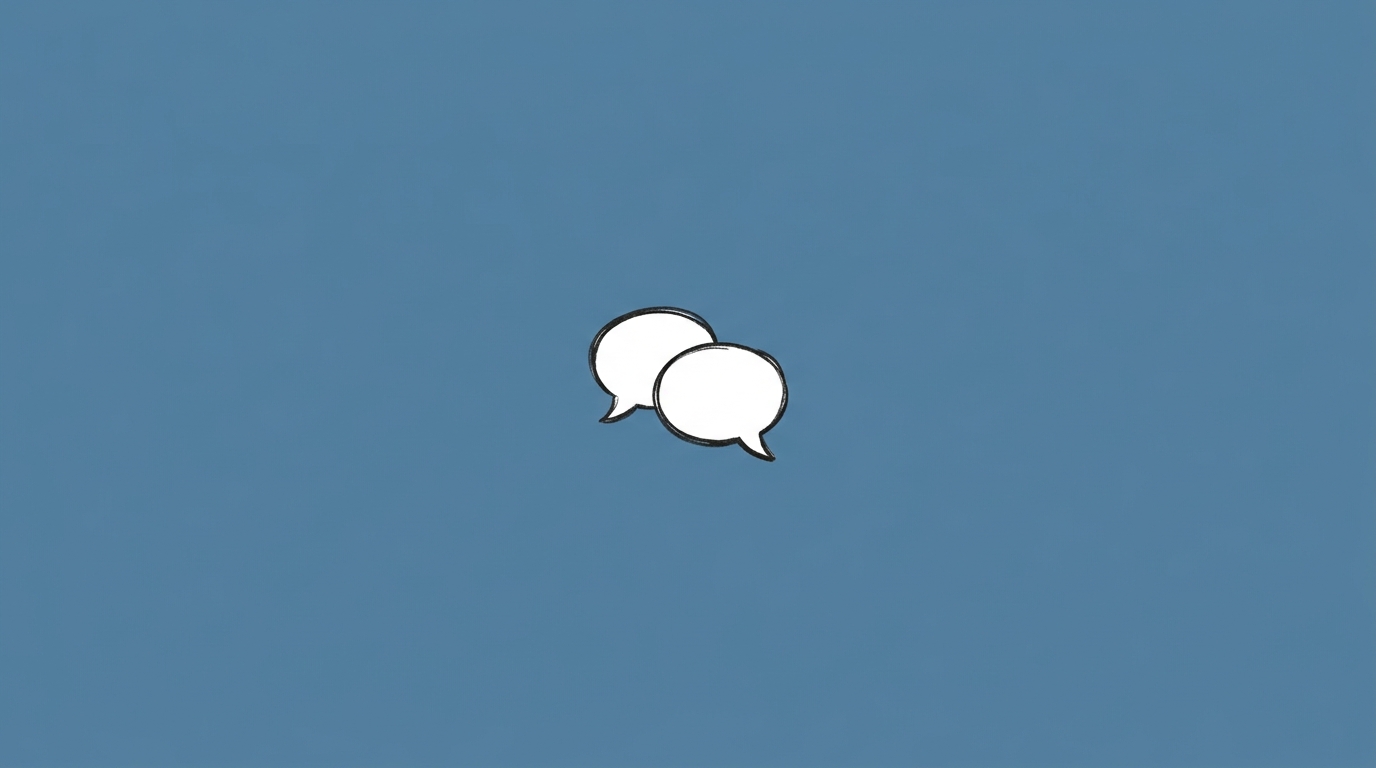Hand-drawn illustration of two small speech bubbles overlapping