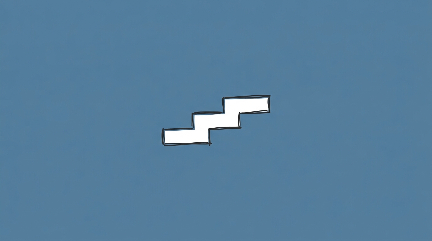 Hand-drawn illustration of three small steps in ascending order