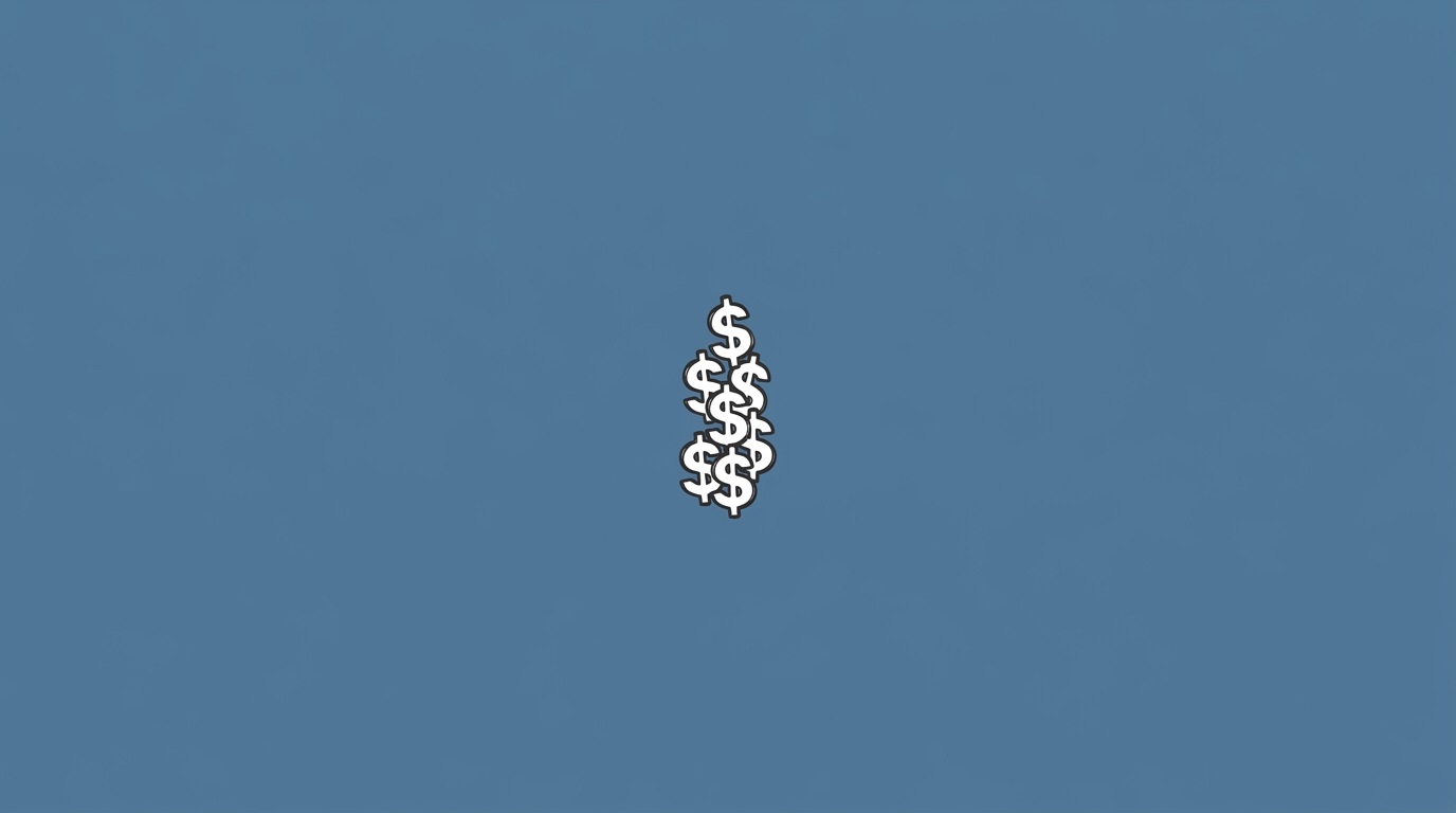 Hand-drawn illustration of small dollar signs stacked