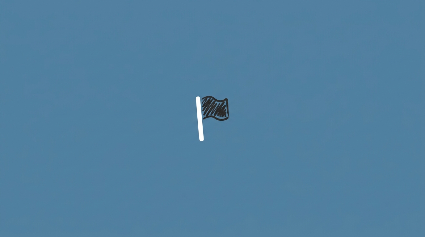 Hand-drawn illustration of a small flag standing alone