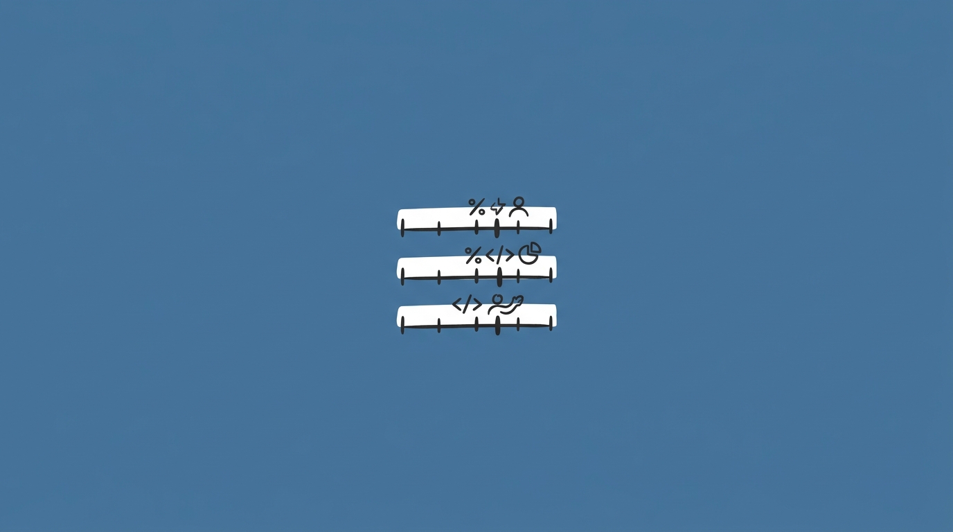 Hand-drawn illustration of three small rating bars stacked