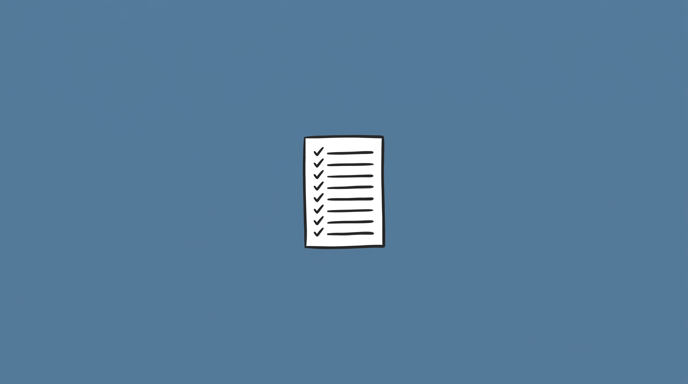 Hand-drawn illustration of a small numbered checklist of ten items