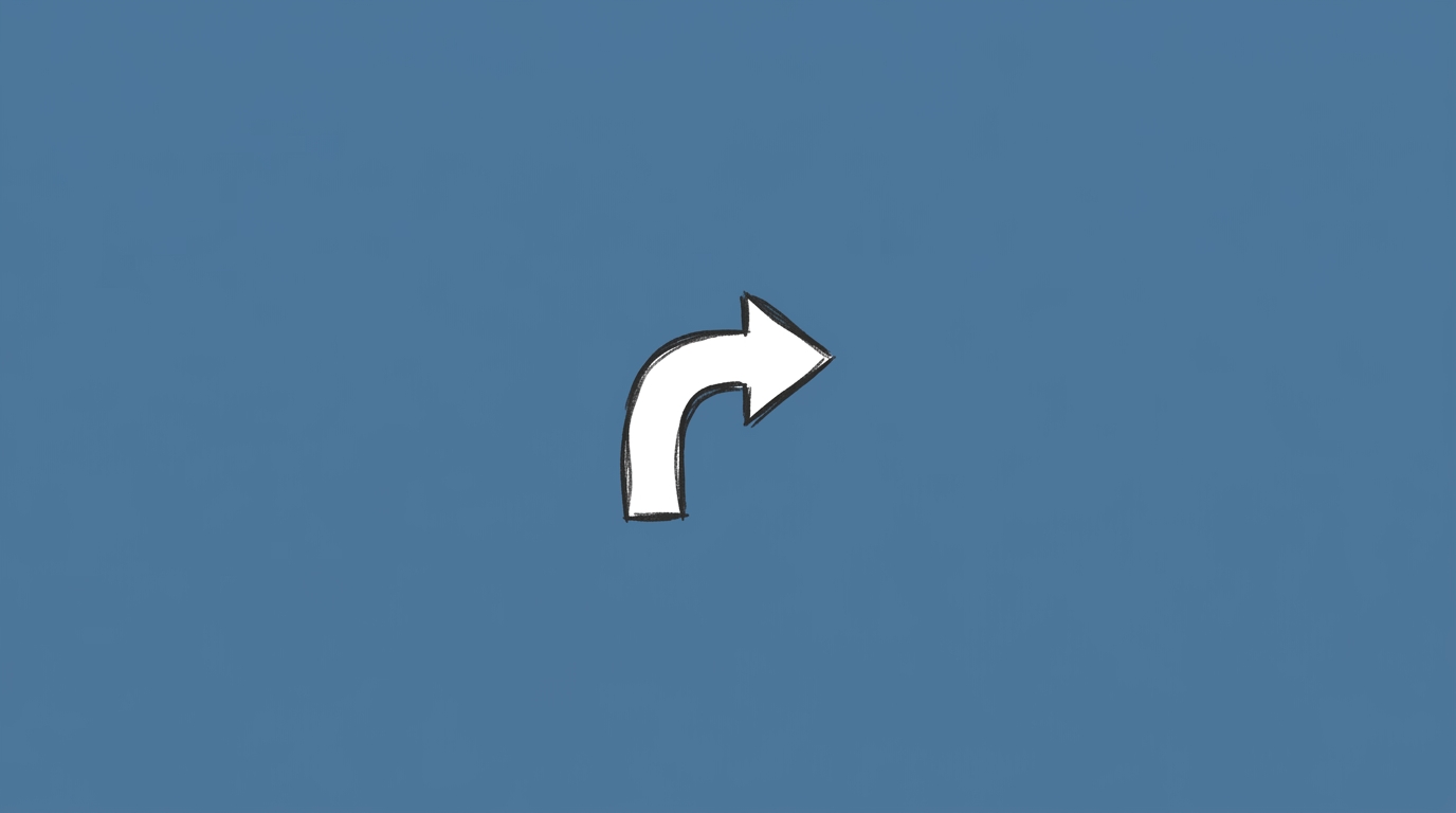 Hand-drawn illustration of a small arrow turning a corner