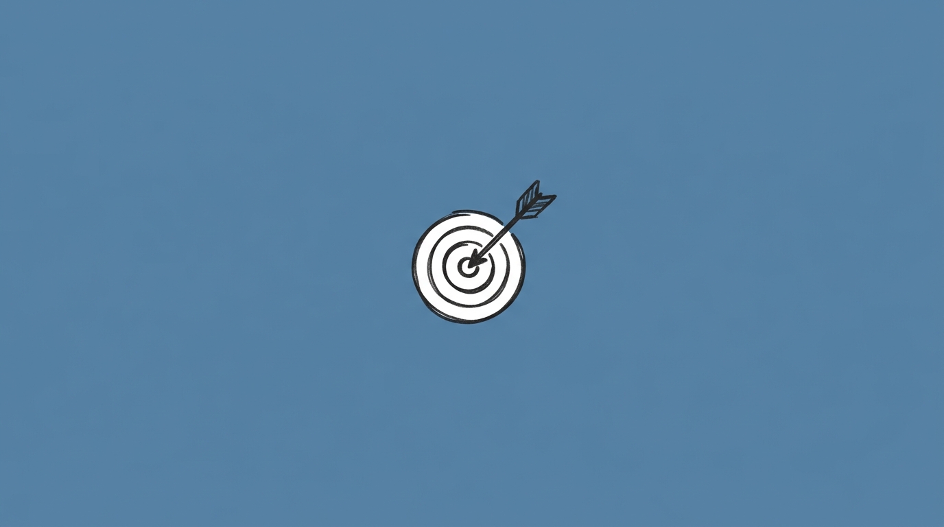 Hand-drawn illustration of a small target with arrow at center